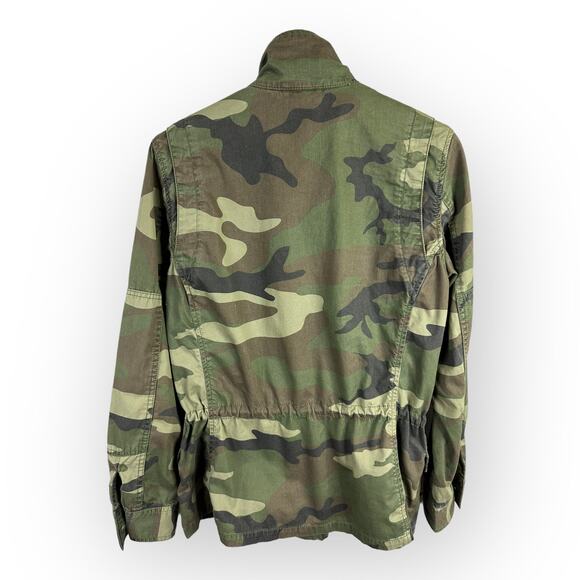 TNA Aritzia Womens size Small Camo Utility Jacket Green Adjustable Waist - Picture 2 of 14